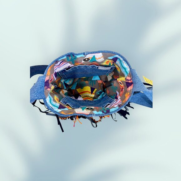 Denim & Orange Handmade, Native Inspired Crossbody Bag with Leather Fringe - Picture 7 of 9